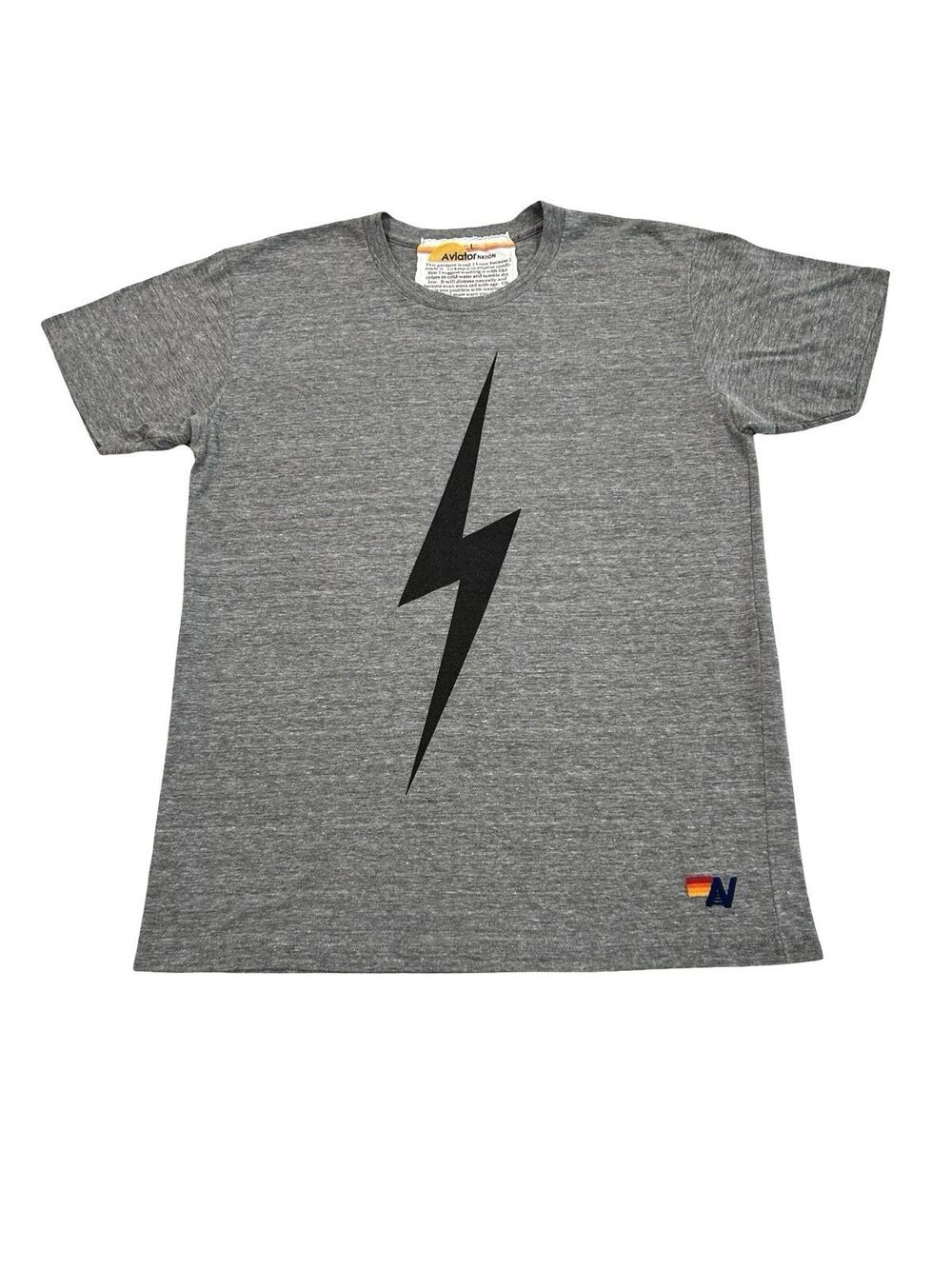 Aviator Nation Bolt T Shirt Unisex Size L Heather Gray Short Sleeve Soft Touch